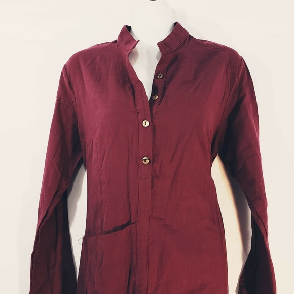 ZANZEA Lagenlook shirt Dress Burgundy Size 10 Fron - Picture 5 of 8